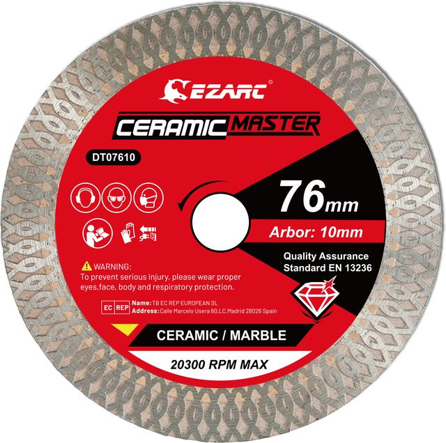 EZARC Diamant-Fliesenschneidscheibe für Porzellan, Keramik, Granit und Marmor, Durchmesser: 76 mm - Bild 1