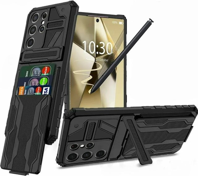 Wallet Card Flip Cover Schutzhülle für Samsung Galaxy S26 S25 Ultra S24 S24 FE Note 20 Ultra A16 A55 in Schwarz - Bild 1