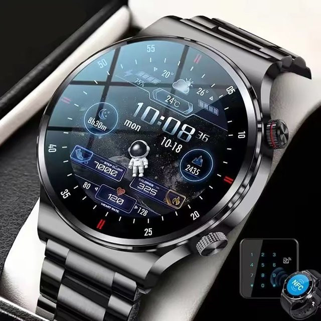 CRTORRS Smartwatch, Schwarz, Rund, NFC, Bluetooth, 44 mm, Unisex - Bild 1