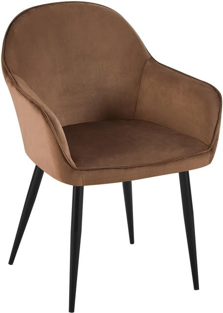 DELUKE Esszimmerstuhl GENIM in Braun mit Samtbezug, B/T/H: 60 x 60 x 84 cm - Bild 1