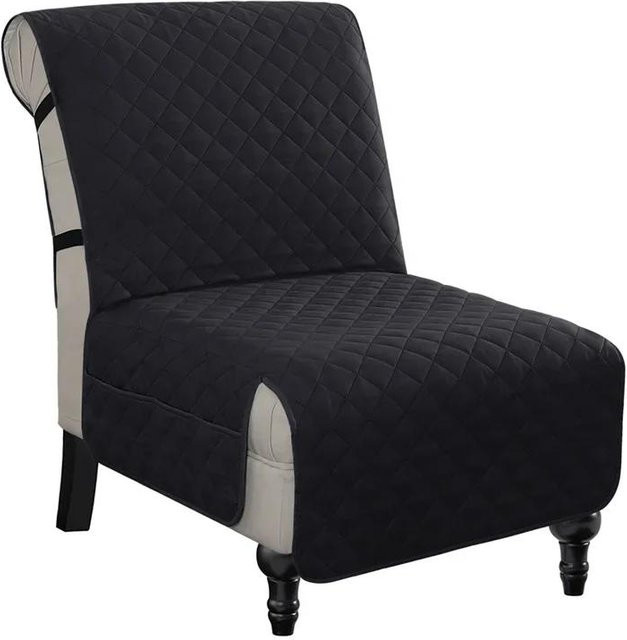 Rutschfester, gesteppter Sesselbezug in Schwarz mit Aufbewahrungstasche aus Polyester - Bild 1