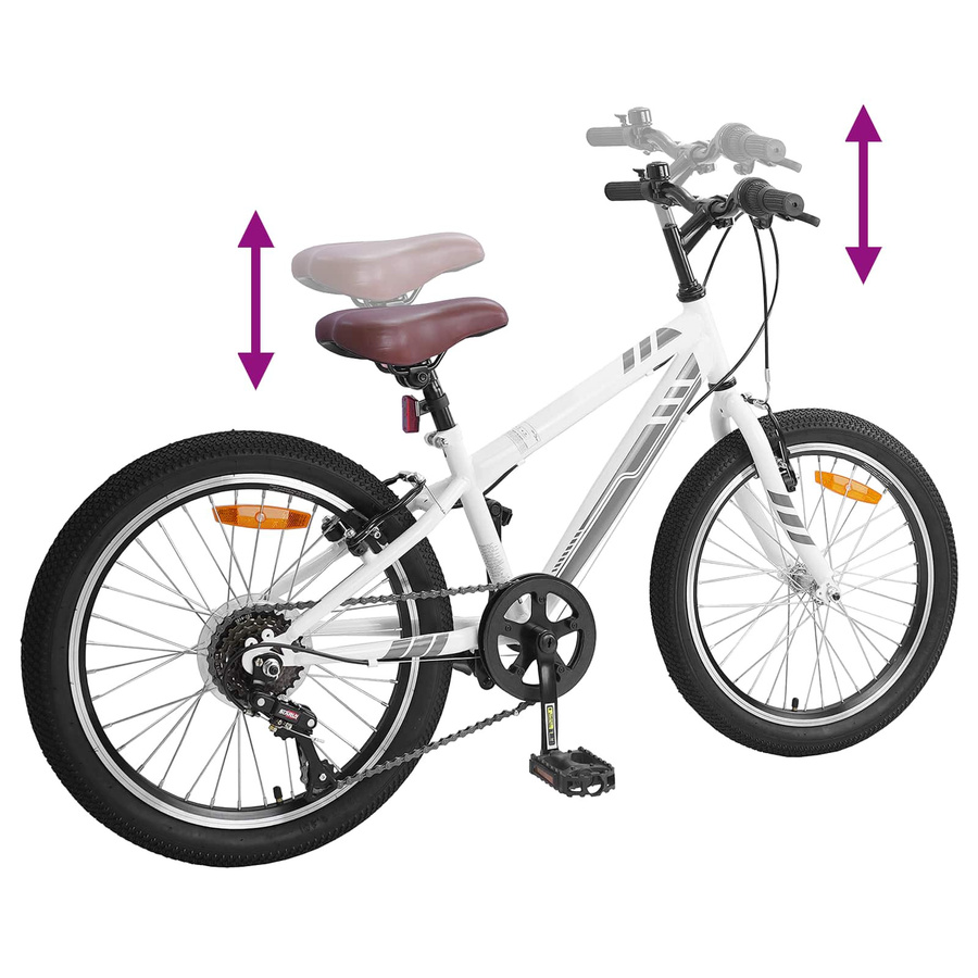 vidaXL Mountainbike 20 Zoll 6-Speed Weiß für 5-8 Jahre Alt - Bild 3