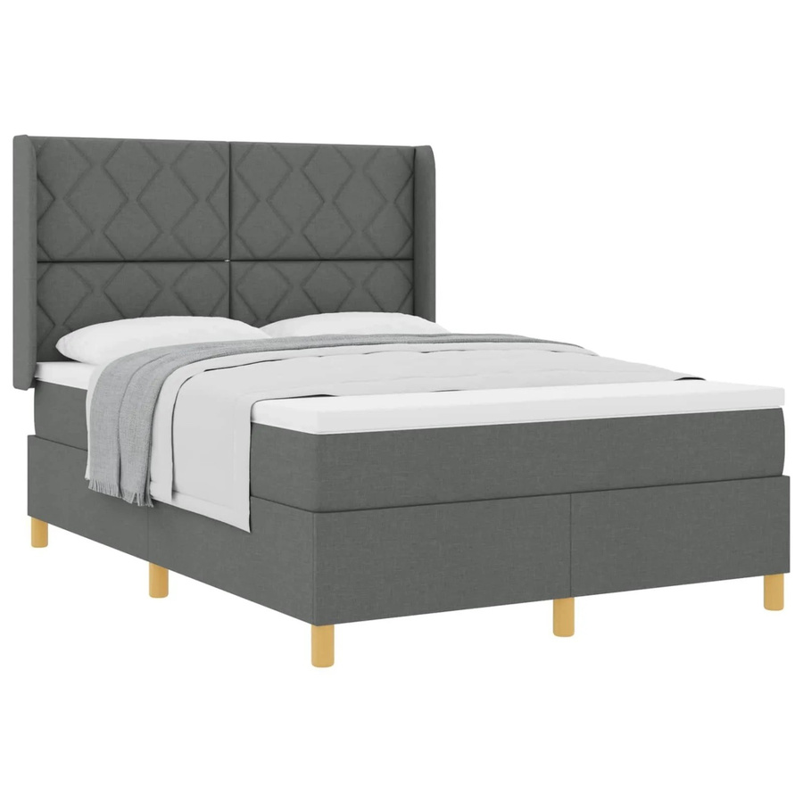 vidaXL Boxspringbett mit Matratze und Taschenfederkern in Grau, B/T/H: 160 x 200 x 128 cm - Bild 2