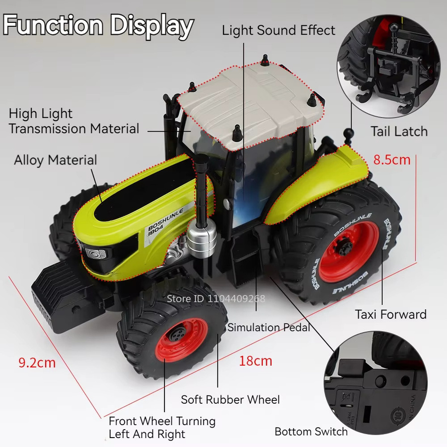RMZ city Landwirtschaftliches Traktormodell, Spielzeugauto, 1:24, Metall, mit Licht - Bild 2
