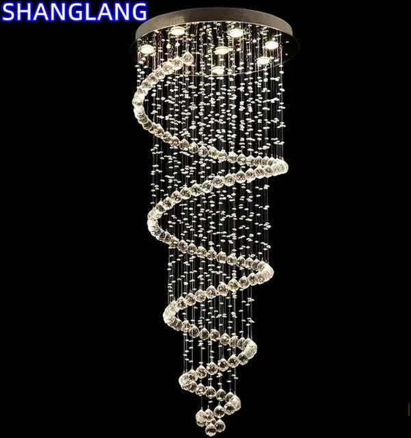 LED Kristall Deckenleuchte in Spiralform als hängender Kronleuchter in Transparent für Wohnzimmer, Schlafzimmer, Flur und Treppenhaus - Bild 1