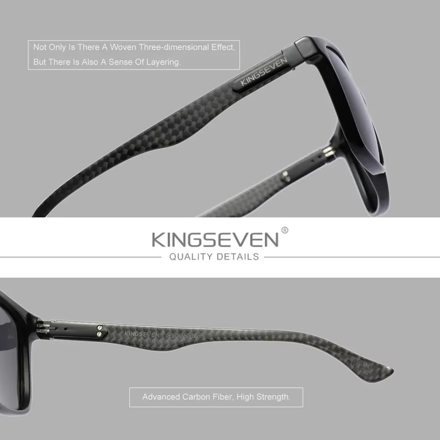 KINGSEVEN Sonnenbrille, Square, Carbon, Vollrand, Schwarz, Herren - Bild 2