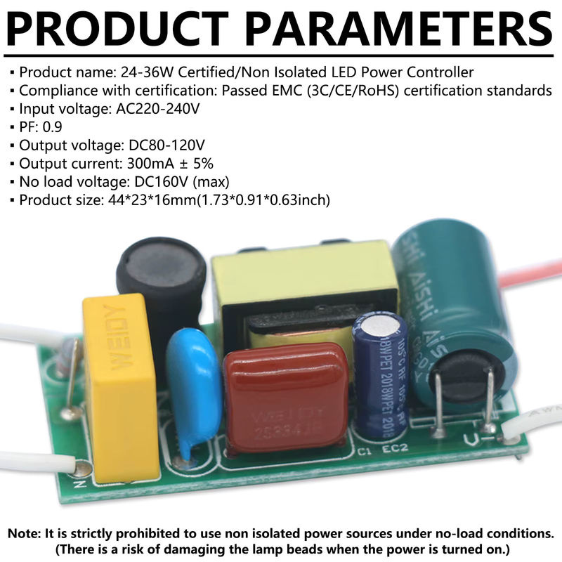 DT&ZM LED-Leistungsregler nicht isoliert, DC 80–120 V, AC 220–240 V, 300 mA, 24–36 W LED-Treiber Netzteil - Bild 5
