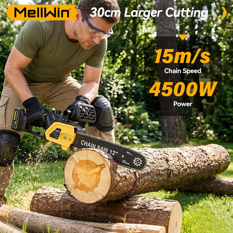 MELLWIN 12 Zoll Bürstenlose Elektrische Säge Kabellos für Makita 18V LXT Akku inklusive Werkzeugkasten und Schutzausrüstung - Bild 3