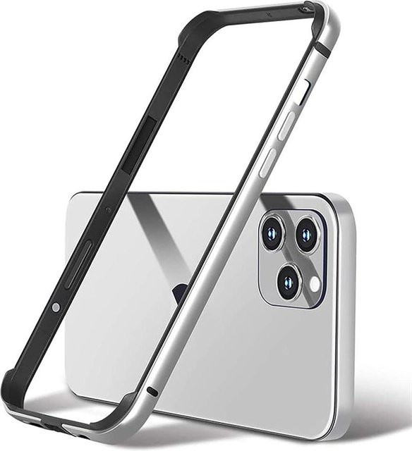 Schutzhülle für Apple iPhone in Silber aus Aluminium und Silikon mit Stoßstangen-Rahmen - Bild 1