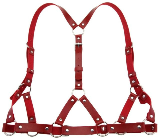 Körperketten-Harness-Gürtel PU-Leder, rot, Unisex - Bild 1
