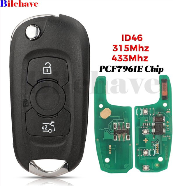 Jingyuqin 3-Tasten-Klapp-Autoschlüssel-Fernbedienung für Opel Astra K Buick Verano Regal Excelle GT Excelle XT LaCROSSE, 433/315 MHz, Schwarz - Bild 1