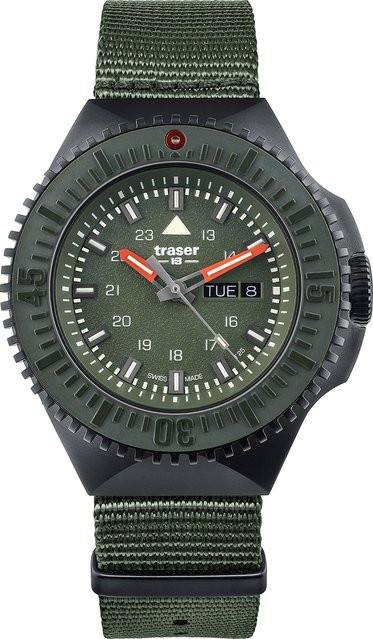 Traser Herrenuhr, Quarz, Edelstahl, 46 mm, Grün, 20 ATM - Bild 1