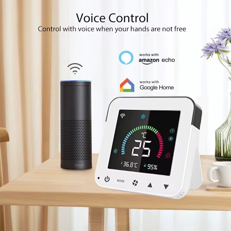 Tuya WiFi Smart Klimaanlage Controller in Schwarz mit LCD Touch Screen und Infrarot zur Temperatur- und Feuchtigkeitssteuerung für Google Home und Alexa - Bild 2