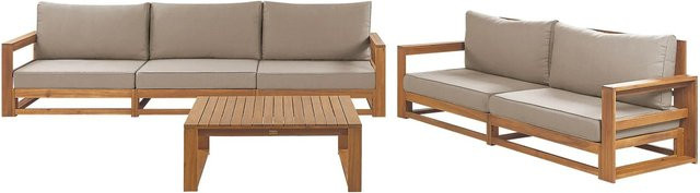 Beliani Sitzgruppe TIMOR aus Akazienholz in Taupe mit Polsterkissen für den Garten - Bild 1