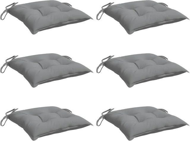 6er-Set vidaXL Stuhlkissen aus Oxford-Gewebe in Grau, wasserabweisend und atmungsaktiv, B/T/H: 40 x 40 x 7 cm - Bild 1