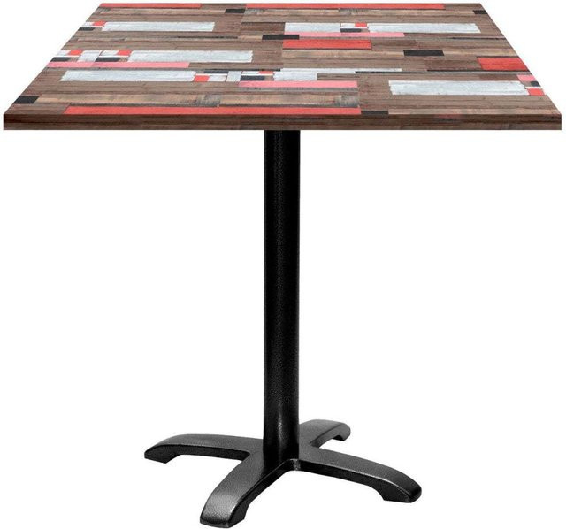 RestooTab Tisch Bazila quadratisch mit Holzdekor und schwarzem Gestell, B/T/H: 70 x 70 x 74 cm - Bild 1