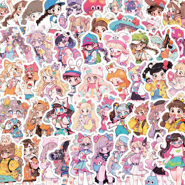 Charile Kawaii Anime Mädchen-Aufkleber, Sticker, 10/30/50 Stück - Bild 1