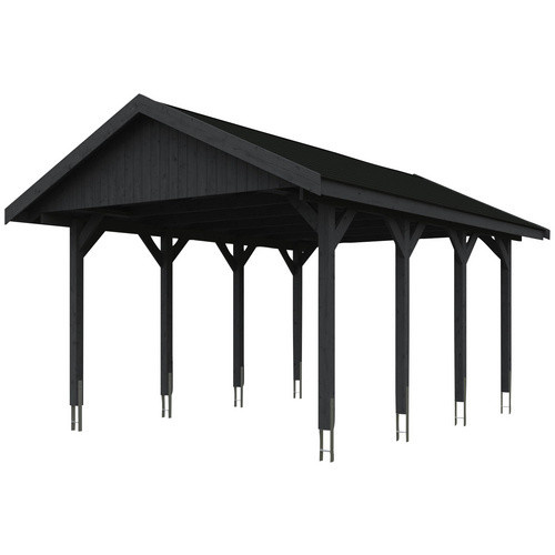 Skan Holz Carport Wallgau Satteldach aus Fichtenholz in Schiefergrau B/T: 430 x 600 cm, Höhe: 326 cm - Bild 3
