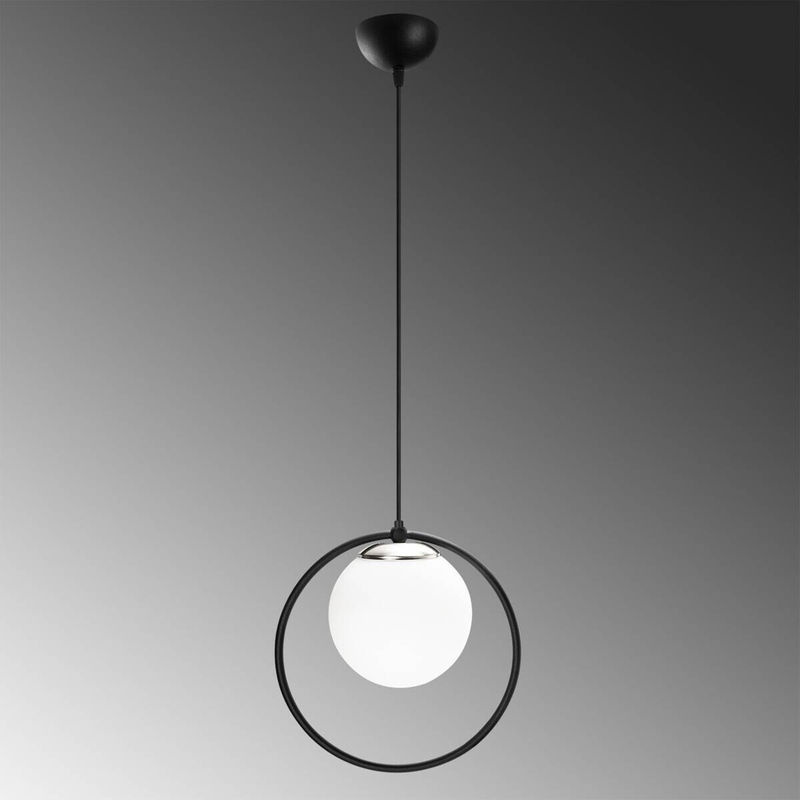 Opviq Pendelleuchte Dolunay in Schwarz und Weiß aus Metall und Glas mit E27 Fassung, B/T/H: 15 x 15 x 126 cm - Bild 3