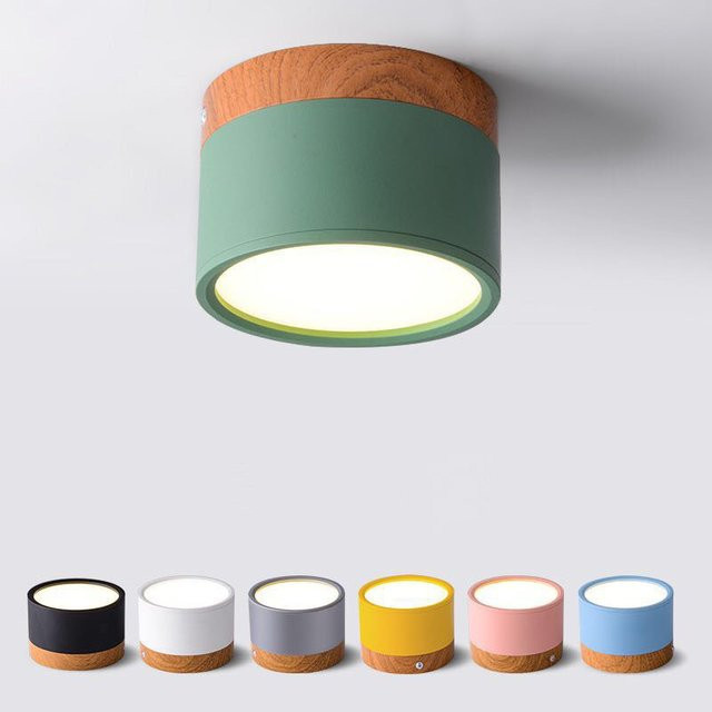 Dimmbare LED-Deckenleuchte ROANJUNYH im nordischen Holz-Design, modernes LED-Downlight Spotlicht in Multicolour - Bild 1