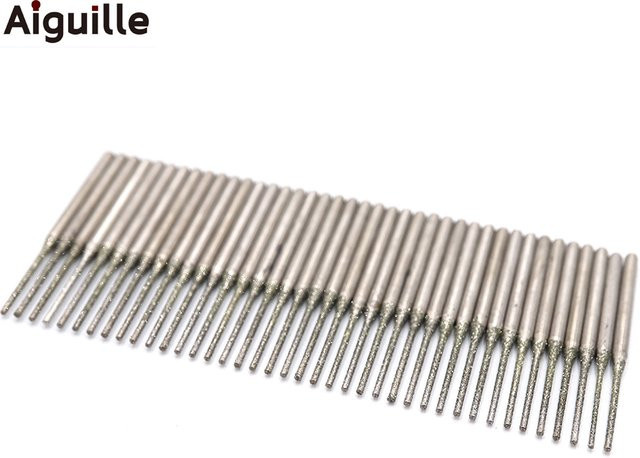 50er Set Diamant-Schleifpunkte und Ultra Long Diamantbohrer in Silber, Durchmesser: 0,8 mm bis 2,5 mm, ideal zum Schleifen von Jade und Stein - Bild 1