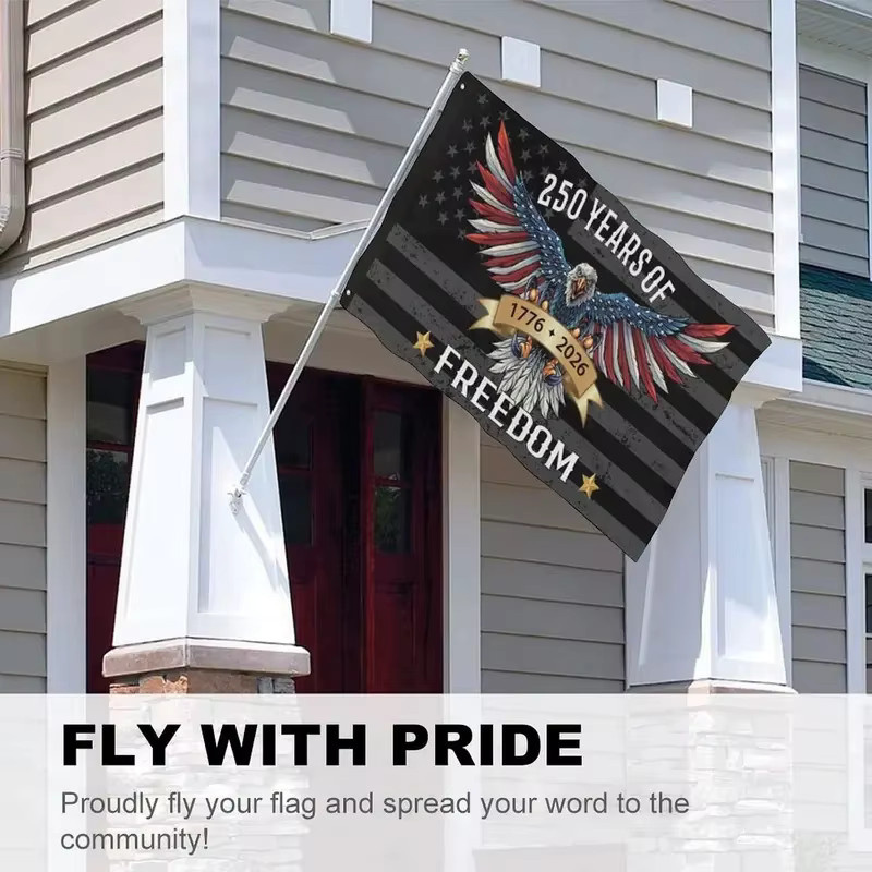 VIKAMA Wandteppich 250 Jahre Freiheit Vintage US-Flagge mit Amerikanischem Adler aus Polyester, Mehrfarbig, B/H: 60 x 40 cm - Bild 1