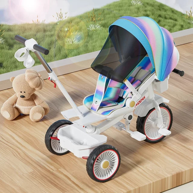 Multifunktions Kinderwagen und Dreirad von Warm house in Schwarz und Multicolour, schiebbar und fahrbar für Reisen - Bild 1