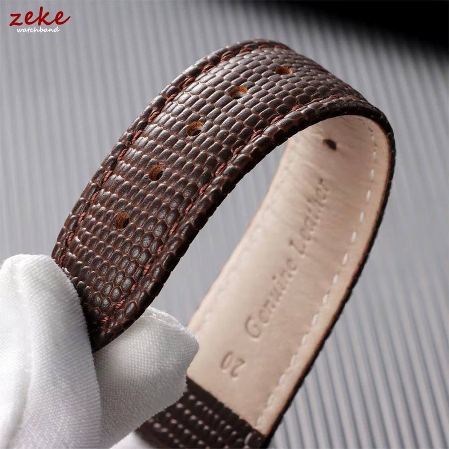 crazyband Uhrenarmband Kalbsleder, Eidechsenmuster, Braun, Schwarz, Herren & Damen - Bild 2
