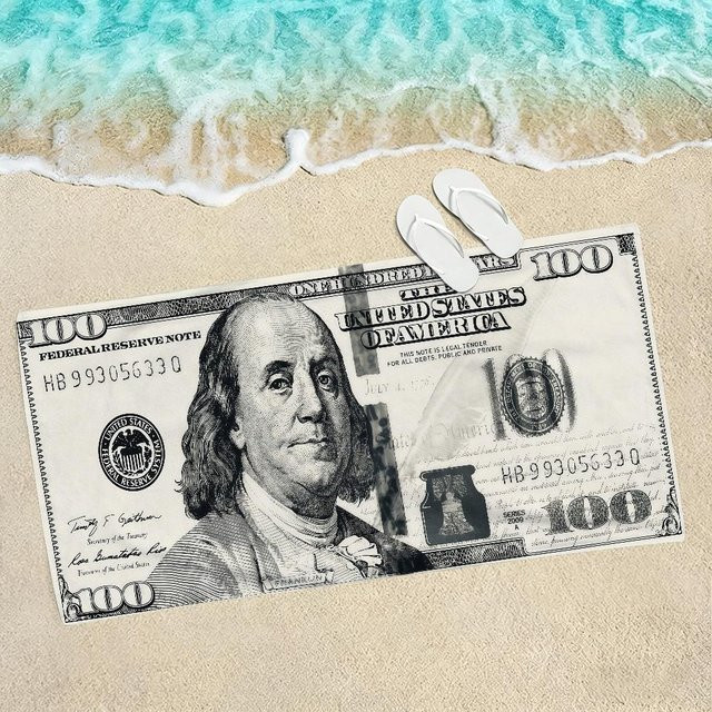 JMG Household Supplies Strandtuch mit US-Dollar Kunstmotiv, Mehrfarbig, B/H: 70 x 140 cm - Bild 1