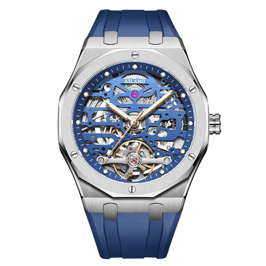 AILANG Armbanduhr, Automatik, Edelstahl, Kautschukarmband, Herren, Silber - Bild 4