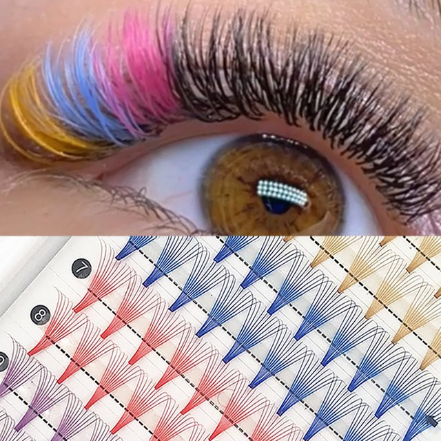 VETERAN TECH Wimpernverlängerung, 10D Mix, Gold Blau Braun, Unisex - Bild 1