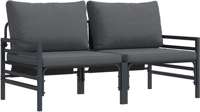 vidaXL Gartenmöbel Set aus 2 Stücken in Anthrazit mit Polsterkissen und Stahlgestell B/T/H: 80 x 80 x 71 cm - Bild 1