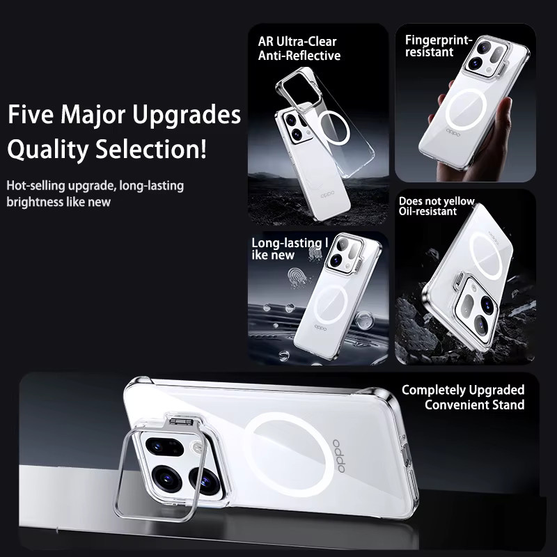 Transparente MagSafe-kompatible Handyhülle für OPPO Find X9 und X9 Pro mit Objektivschutz und integriertem Ständer - Bild 4