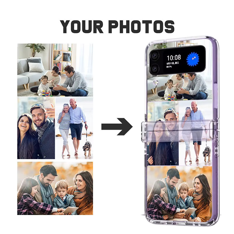 Personalisierte Klapphülle für Samsung Galaxy Z Flip (Modelle 3 bis 8 FE) mit eigenem Foto und Namen, transparente PC-Abdeckung - Bild 2