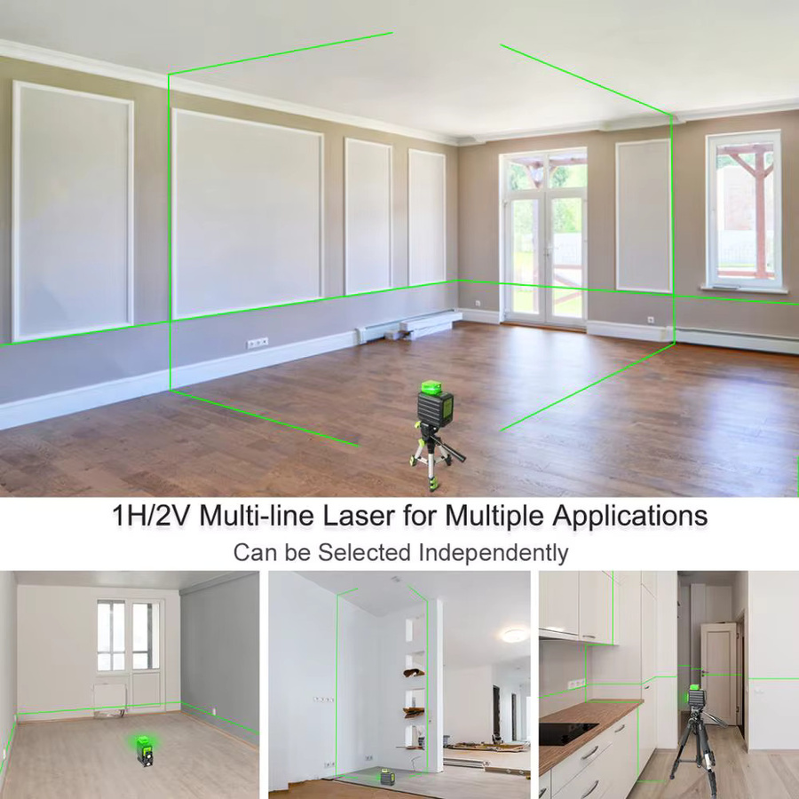 Huepar B21CG Laser Level Green Cross Line 360 Grad mit zwei vertikalen Linien, selbstnivellierend, Li-Ionen-Akku und Hartschalenkoffer - Bild 2
