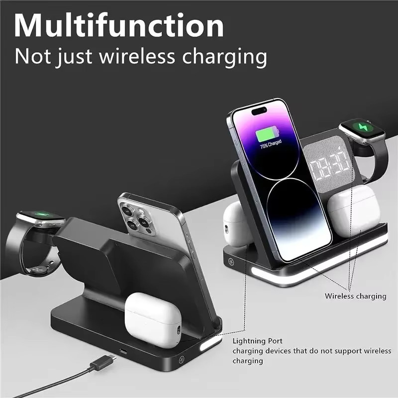 6-in-1 kabellose Schnellladestation für Samsung Galaxy und iPhone in Schwarz - Bild 5
