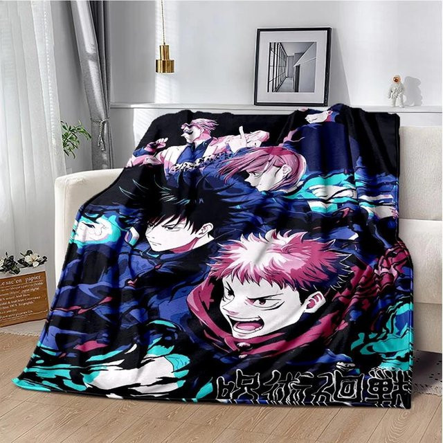 YangJOJO Jujutsu Kaisen Flanell-Decke mit Cartoon Anime Motiv, Mehrfarbig, B/B: 150 x 180 cm - Bild 1
