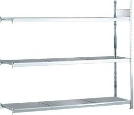 Schulte Lagertechnik Weitspannregal Anbauregal WS2000 aus Stahl und Holz, Farbe Silber, H x B x T: 200 x 250 x 60 cm - Bild 1