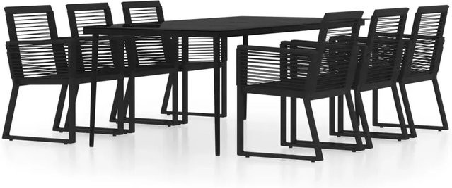 vidaXL 7-teilige Garten-Essgruppe aus Stahl und Glas in Schwarz - Bild 1