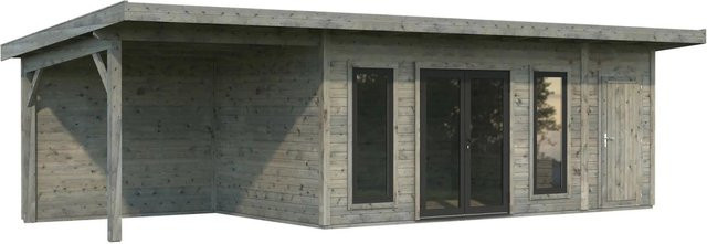 Palmako Holz-Gartenhaus Aurelia Pultdach aus Fichte in Grau mit Boden und überdachtem Außenbereich B: 889 cm, T: 300 cm, H: 264 cm - Bild 1
