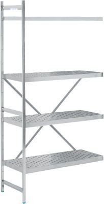 Köhler Anbauregal aus Edelstahl in Silber mit gelochtem Boden, H 200 x B 87,5 x T 50 cm - Bild 1