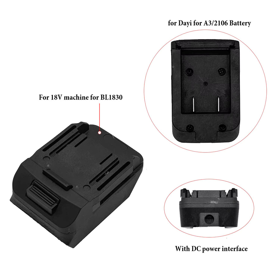 DAZZLEEX Batterie Adapter Kabel Stecker für BL1830 BL1840 BL1850 und Dayi A3 2106, Schwarz - Bild 3