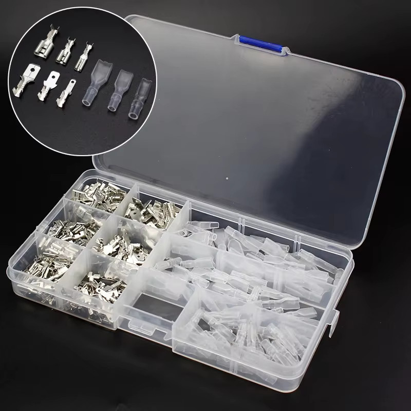 ELECAPITAL 270er Set Crimp-Terminals mit transparenten Isolierhülsen, Spatensteckverbinder männlich und weiblich, 2,8 mm / 4,8 mm / 6,3 mm - Bild 2