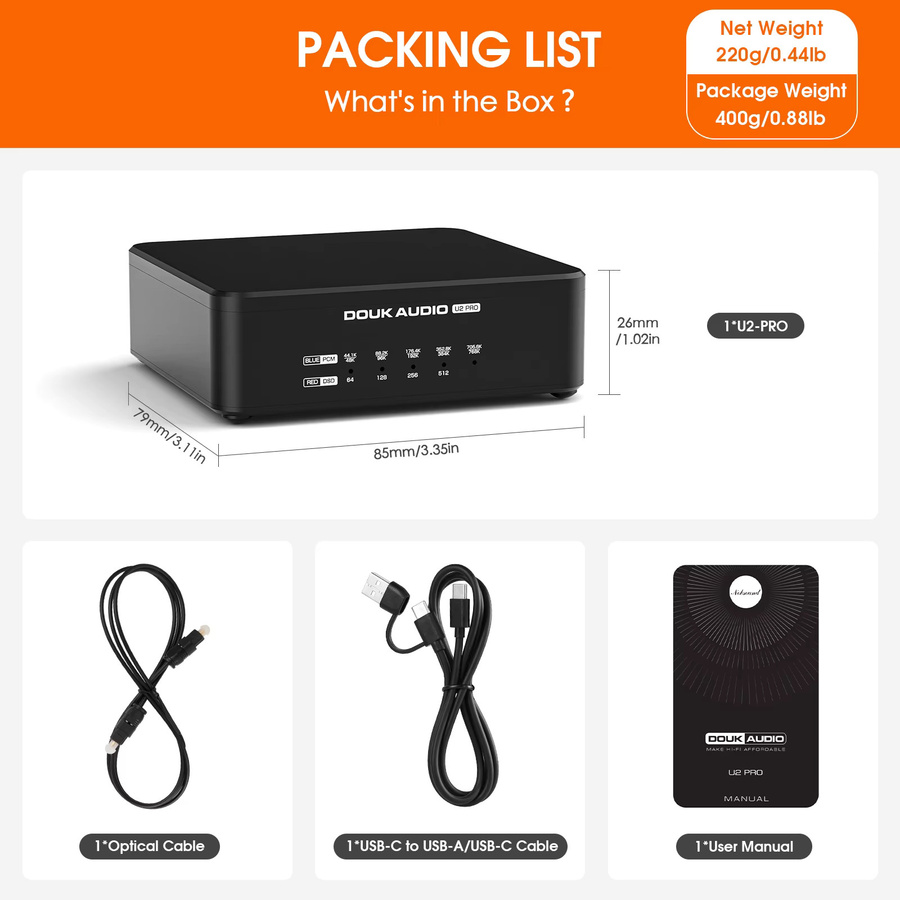 Douk Audio U2PRO USB Digitalschnittstelle mit XMOS XU316 DDC-Wandler, optischem, koaxialem und I2S-Ausgang, Schwarz - Bild 5