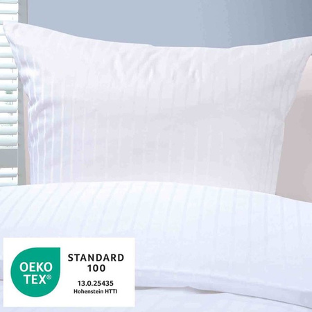 Bertsch Hotelwäsche Mako-Satin Bettwäsche mit Wechselstreifen in Weiß, Mischgewebe aus Baumwolle und Polyester, B/L: 135 x 200 cm