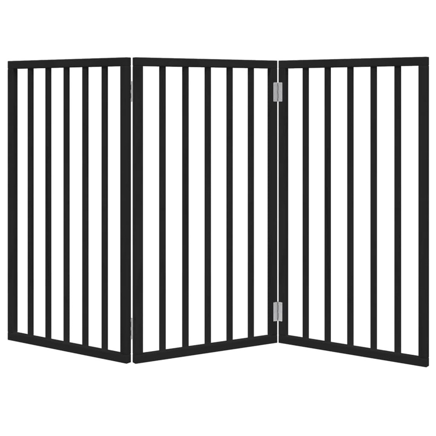 vidaXL Hundetor faltbar aus Pappelholz, 3-teilig, Schwarz, Höhe: 150 cm - Bild 6