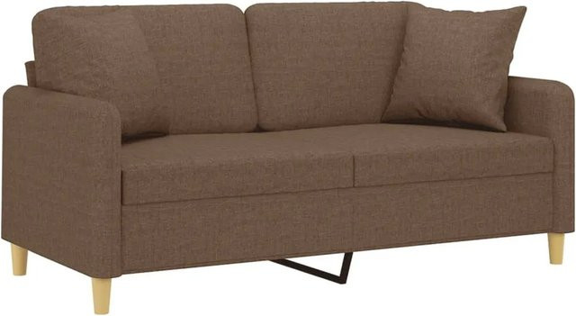 vidaXL 2-Sitzer-Sofa in Braun mit Zierkissen aus Stoff und Metallrahmen für dein Wohnzimmer - Bild 1