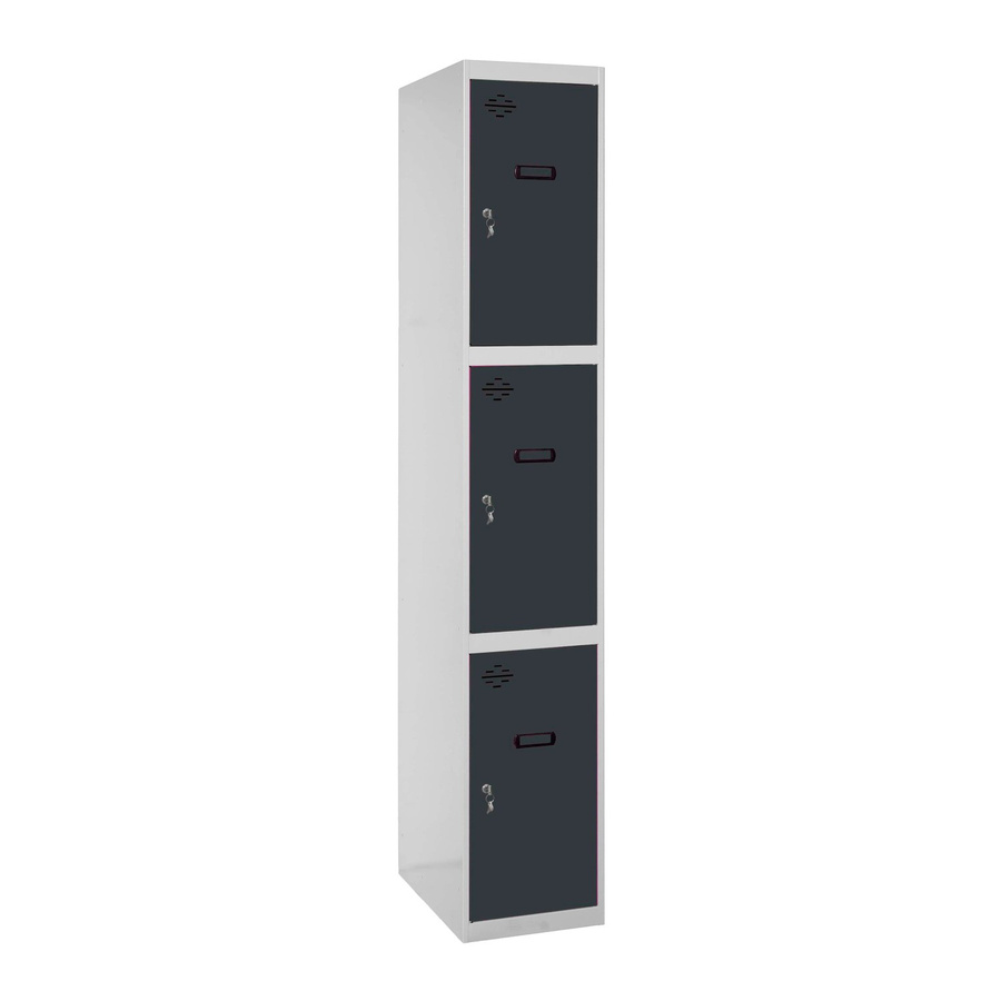 PROREGAL Spind AMEGO Schließfach Garderobe mit 3 Abteilen, Grau-Anthrazit, H x B x T: 180 x 40 x 50 cm - Bild 2