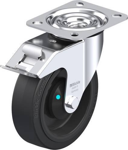 Blickle Lenkrolle LE-POEV 125KAD-FI mit Feststeller in Schwarz und Silber, Rad-Durchmesser: 125 mm, Tragfähigkeit: 150 kg - Bild 1