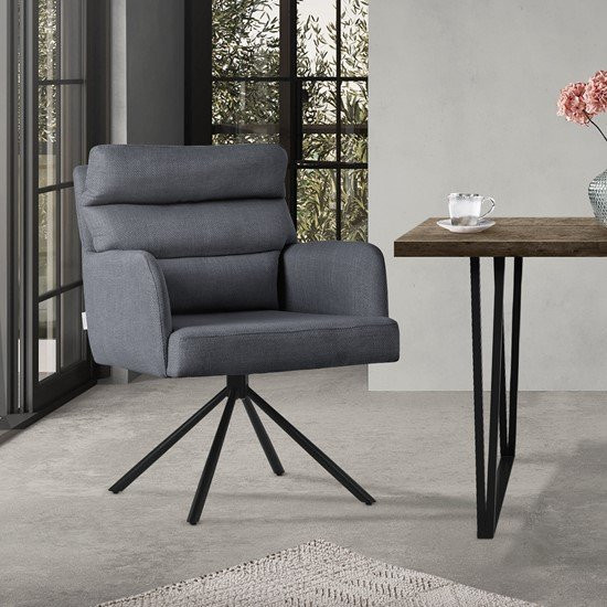 ML-Design Esszimmerstuhl Anthrazit drehbar mit gepolsterter Sitzfläche und abnehmbaren Rückenkissen - Bild 1